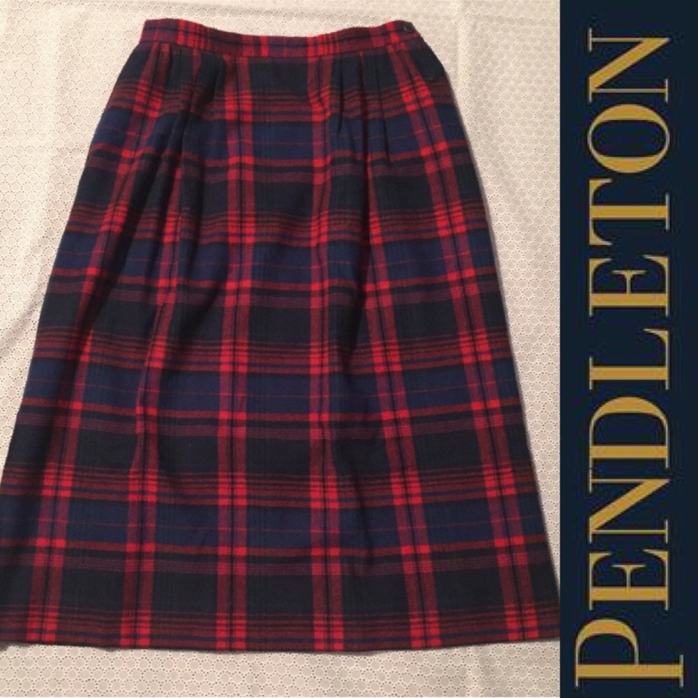 PENDLETON VTG VINTAGE tartan plaid wool skirt vintage vtg USA - Picture 2 of 6